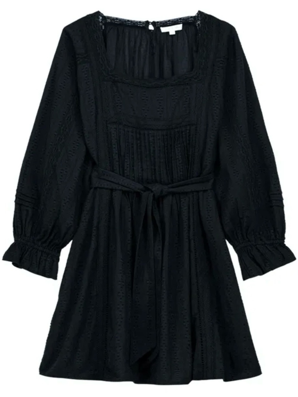Louise Misha Organic Cotton Dress Square Neck Lace Trim Ruffle Cuffs EU 40 US 8